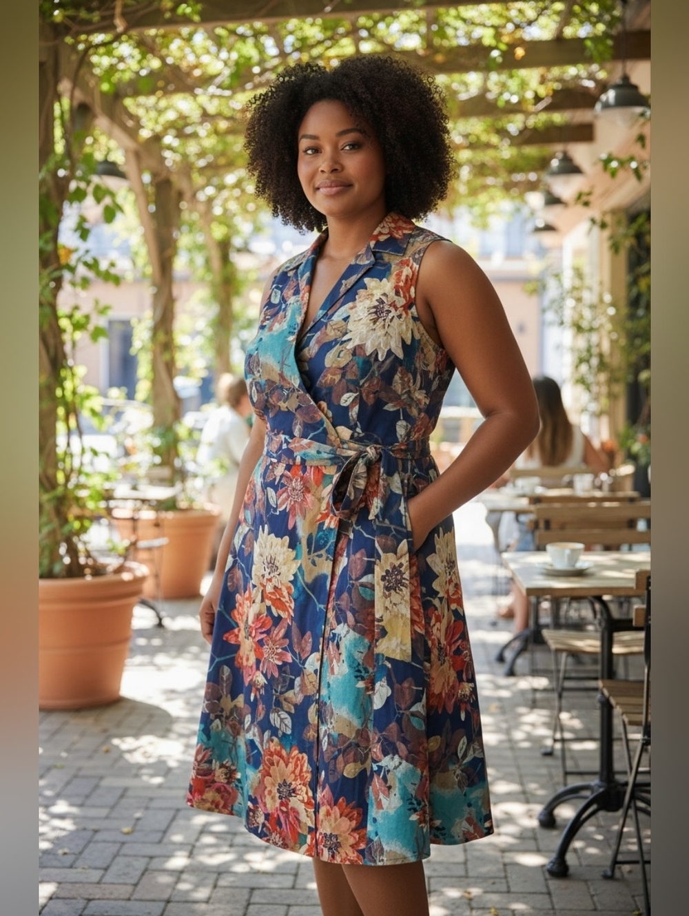 Pendleton Floral Wrap Midi Dress with Multi-Color Blooms Size 18